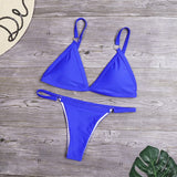 Conjunto de bikini de color sólido de cintura baja